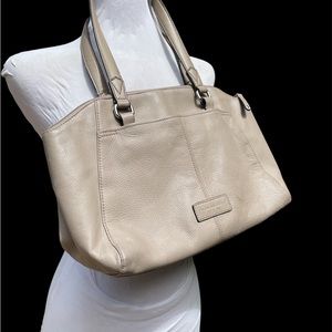Tignanello Tote Purse Handbag Tan Pebbled Leather
